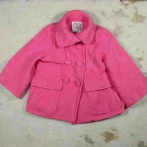 ESPRIT Vintage Pink Wool Cropped Pea Coat Swing Jacket Coat 60s Style Small